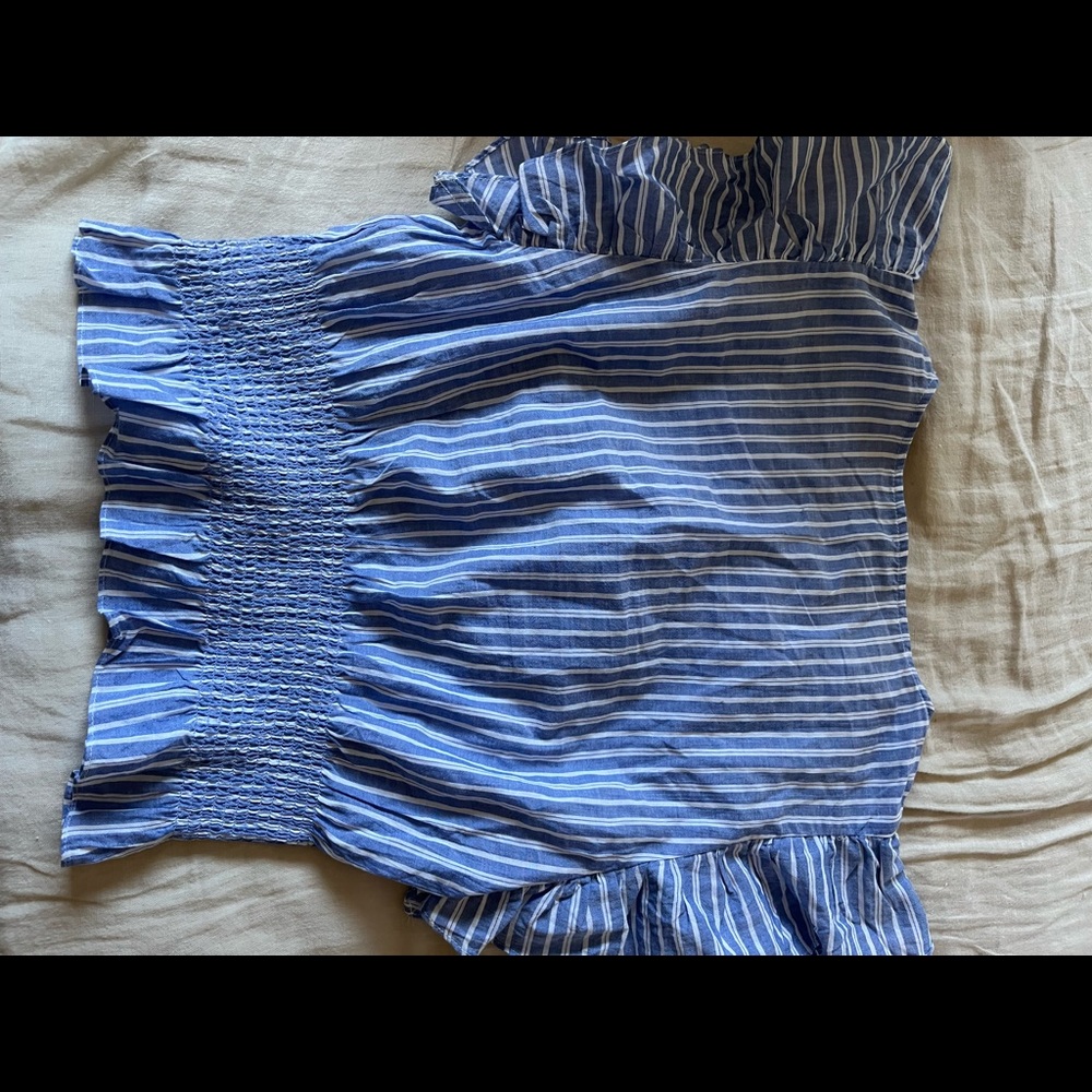 Madewell white and blue stripped top